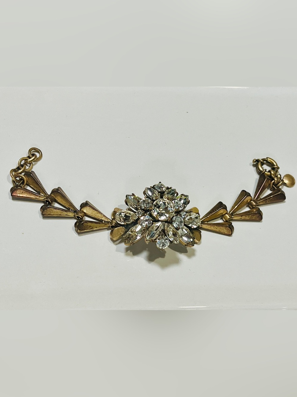J. Crew Gold-Tone Crystal Floral Cluster Bracelet